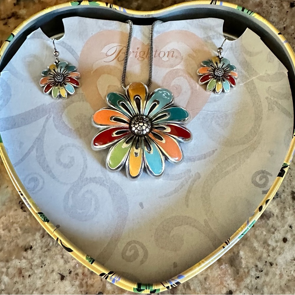 Brand new Brighton spring color flower earrings and necklace